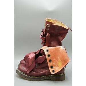 Dr. Martens Aimilita Triumph Cherry Red Grizzly Fold-Down Boot Womens US 7